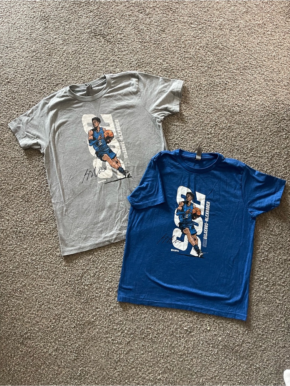 Youth SGA Basketball Graphic Tee - LARGE Blue / EXTRA LARGE Gray